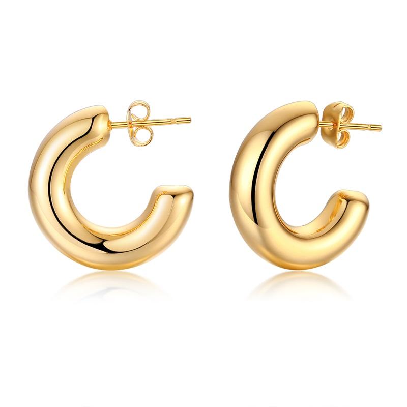 Geometric Huggie Hoop Earrings for Women Stainless Steel Medium Thick Charm Bohe Female Cartilage Piercing