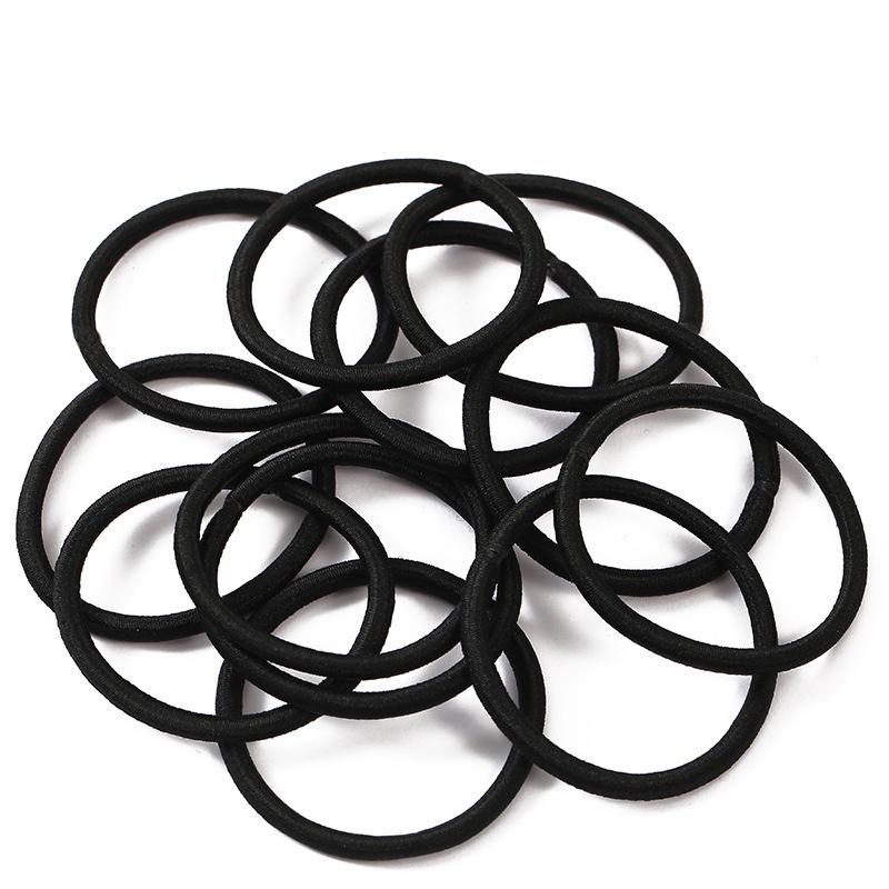 4mm High Elastic Seamless Black Hair Tie - Strong Simple Ponytail Holder for Adults
