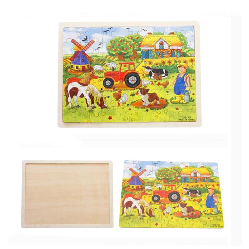 60 Pieces Wooden Puzzles for Kids Wood Jigsaw Puzzle Game Children Learning Educational Toys