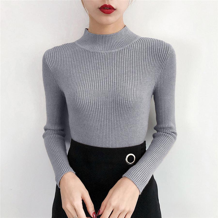 Half Sleeve Knit Sweater Women's Pullover Autumn New Inner Wear Base Layer Candy Top Women