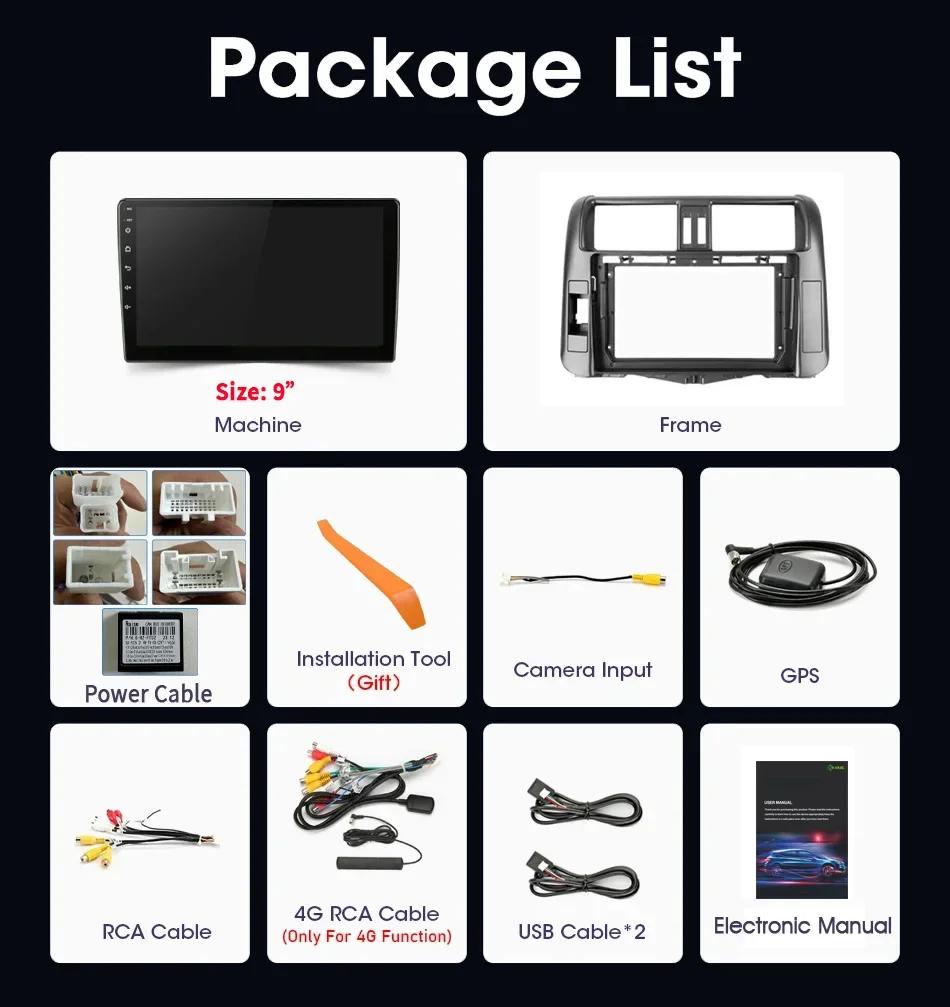 Android 13 Carplay For TOYOTA Land Cruiser Prado 150 2009-2013 Stereo Car Radio Multimedia GPS Navigation Screen Head Unit