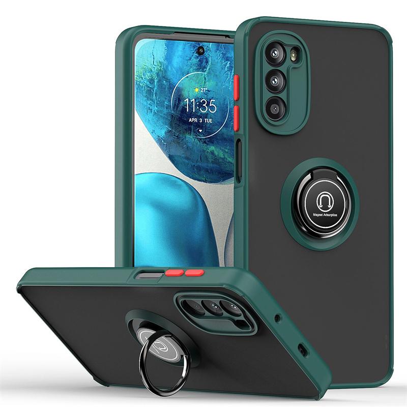 Für Motorola Moto G52 Hülle Matte Armor Magnetischer Ringständer Handyhüllen Für Moto G52 G 52 MotoG52 Stoßfest Hartes PC Rückcover