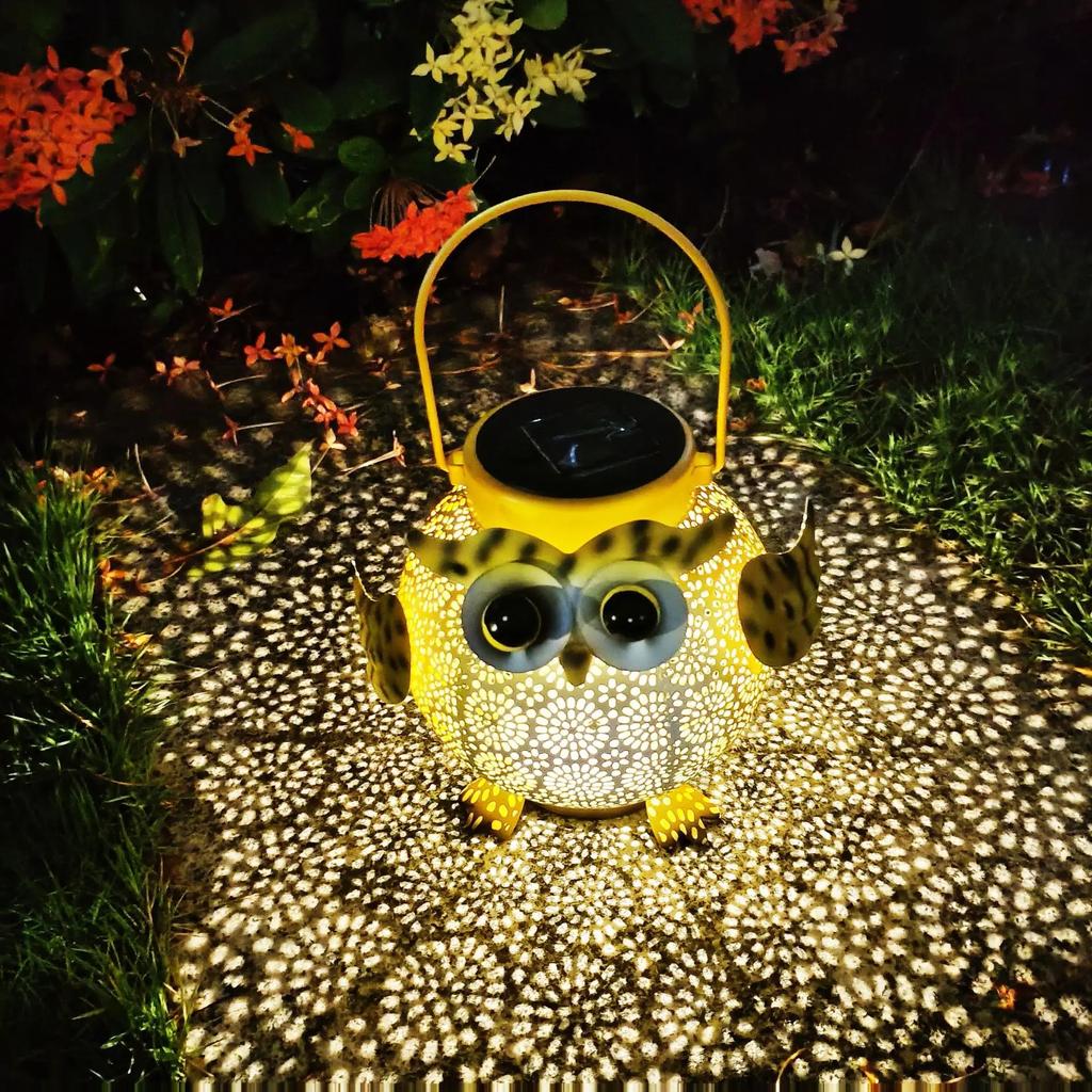 Owl Iron Art Solar Courtyard Light Outdoor IP65 Villa Park Garden Decoration Atmosphere Light Hollow Landscape Light