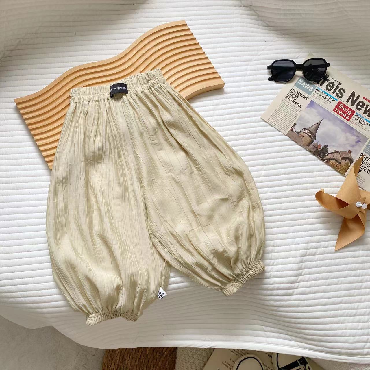 

Детские брюки корейской версии свободной версии летних однотонных повседневных брюк от комаров для мальчиков и девочек, детские однотонные леггинсы 80 бежевый