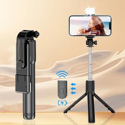 3In1 Bluetooth Wireless Selfie Tripod With Fill Light Shutter Remote Control Portable Foldable Monopod For iPhone Smart Phone