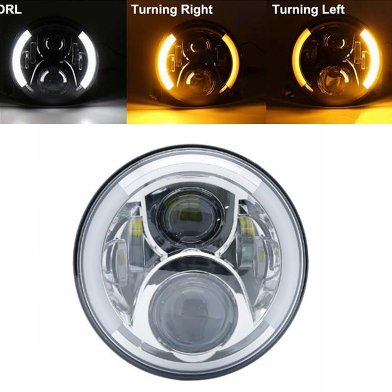 60W 7 Inch Motorcycle Headlamp with DRL Turn Signal Led Headlight Housing Bucket
