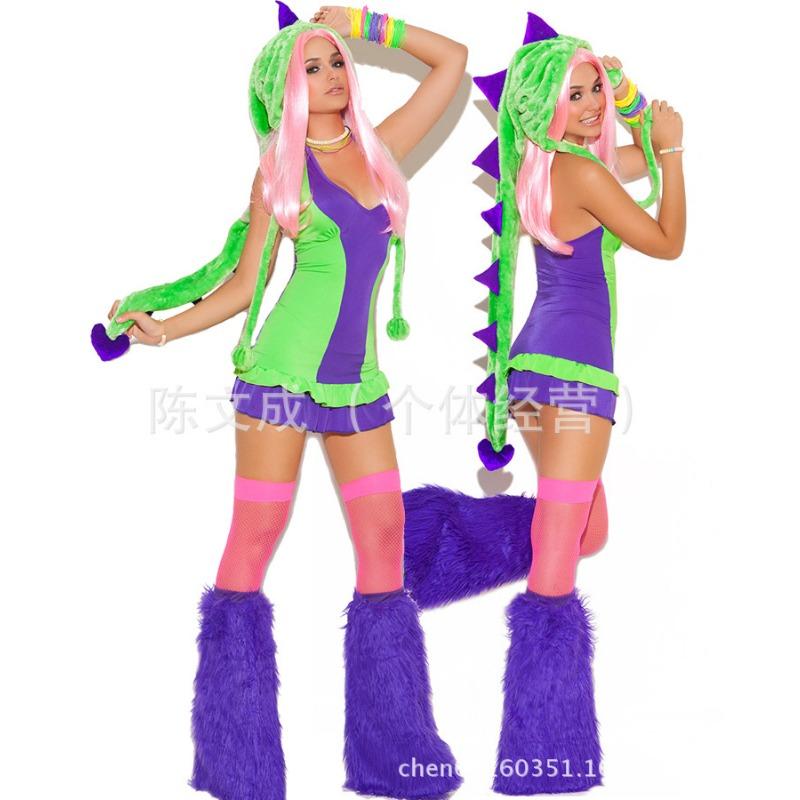 Cosplay Halloween Party Costume, Leopard Print Wolf with Big Tail, Game Costume, Catwoman Role-playing Uniform