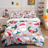 Christmas Santa Snowman Pattern Bedding Duvet Cover Set Duvet Cover Pillowcases  (1*Duvet Cover 2*Pillowcases, Without Duvet Insert)