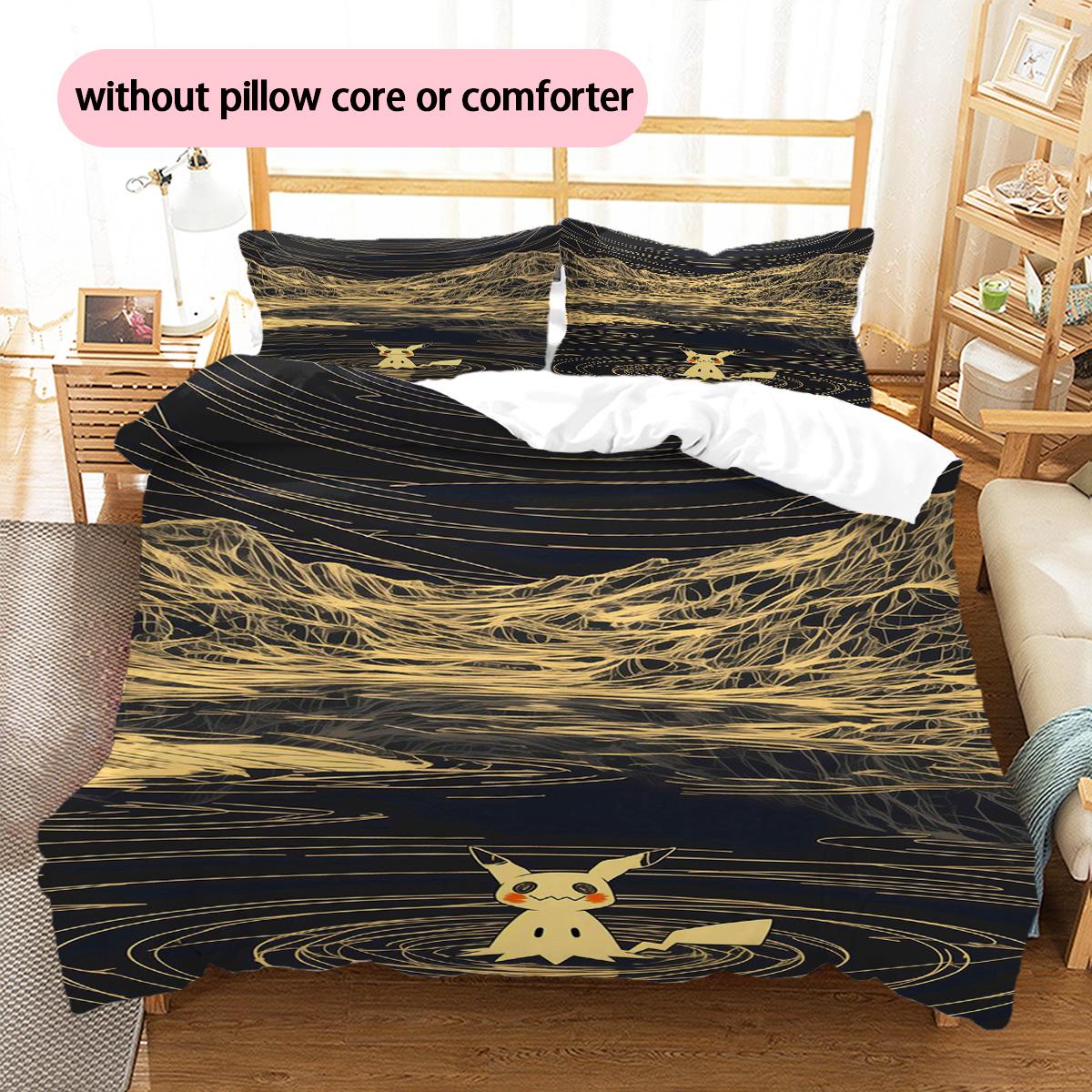 

Pokémon Pikachu Eevee Pattern Bedding Home Decoration Birthday Gift (1 * duvet cover + 2 * pillowcase, without core) 135x200cm