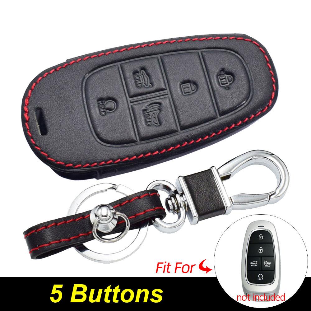 Atobabi Leather Car Key Case Keychain For Hyundai Tucson Nexo Santa Fe Azera Sonata   Smart Remote Control Protect Cover