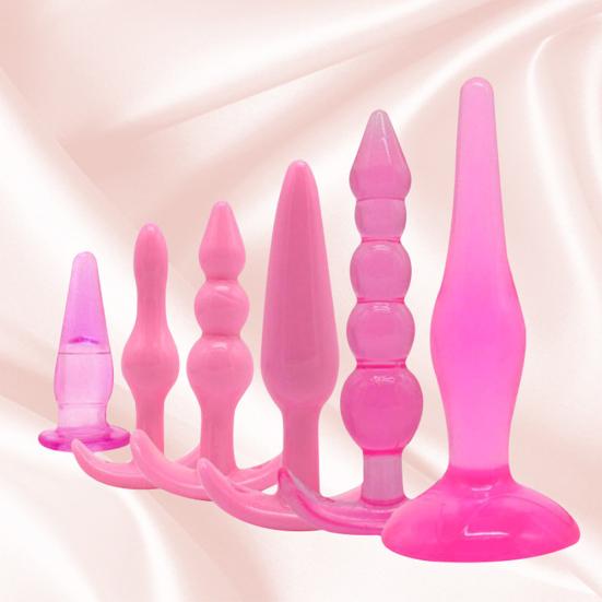 6Pcs Women Men Silicone Anal Beads Butt Plug Adult Sex Toy Prostate Massager