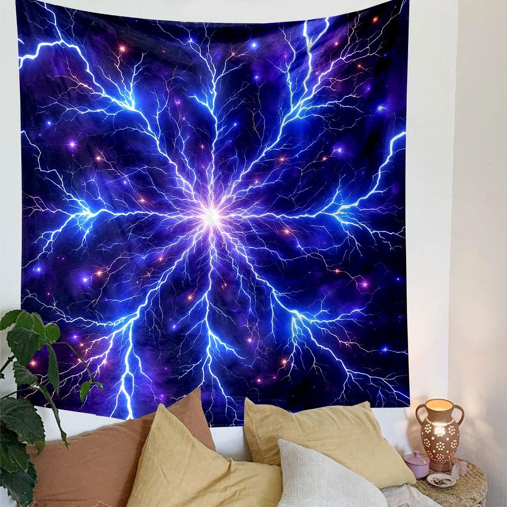 "Vivid Electric Cosmic Energy Burst" Patterned Tapestry Decorative Wall Hanging, Home Bedroom Living Room Decor