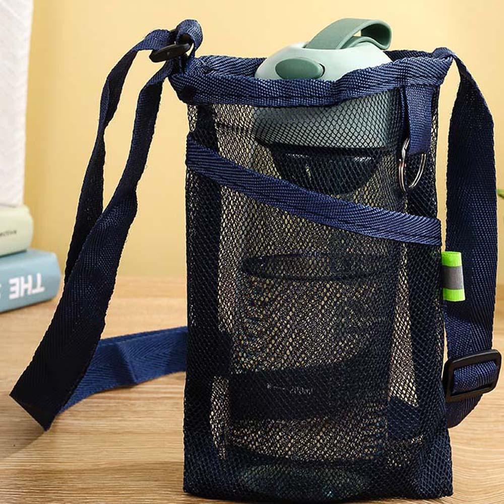 

Large Capacity Mesh Crossbody Bucket Bag Transparent Breathable Cup Bag Summer темно-синий