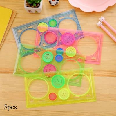 5pcs Spirograph Geometric Ruler Drafting Tools Stationery for Students Drawing Toys Set Learning