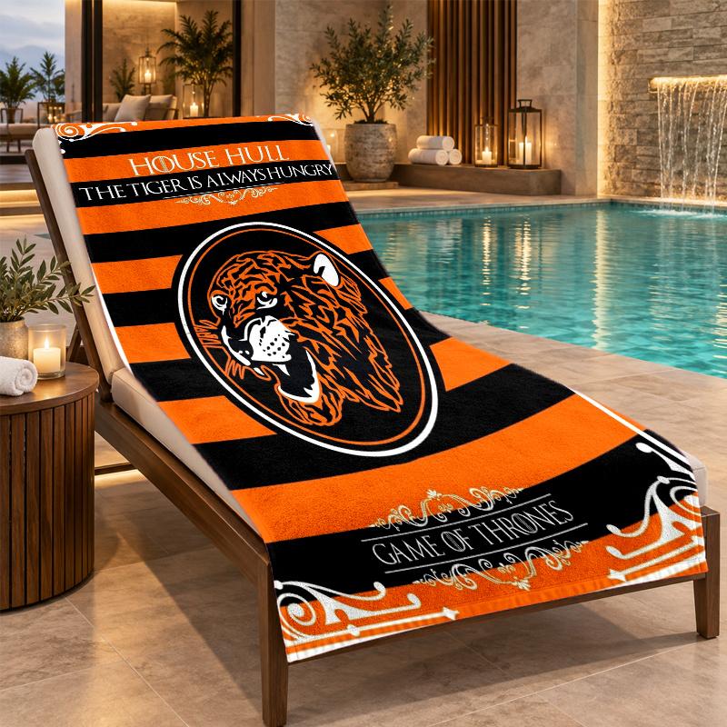 Beach Towel with Hull City Design, Quick Dry Lightweight Towel for Swimming Pool Travel