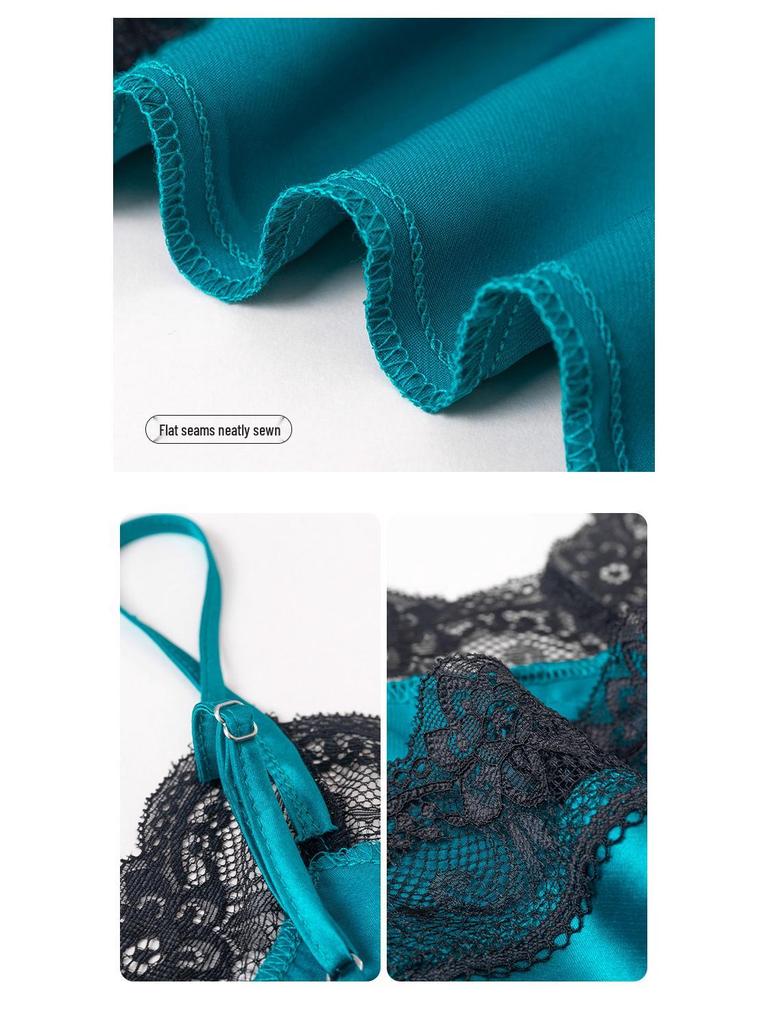 Yaoting Women's Satin Lace Pajama Set - Camisole with Summer Shorts