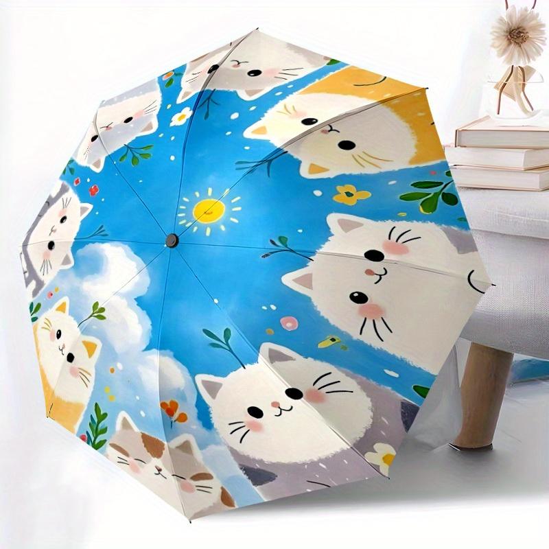 1pc Cat Circle Automatic Open/Close Umbrella with One Touch Button,, Windproof Design   Lightweight Portable Umbrella for Women & Men6091