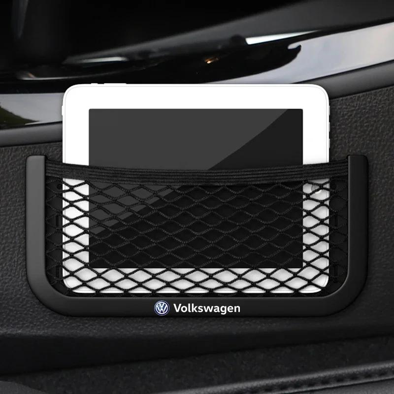 For Volkswagen Car Accessories Seat Side Back Storage Net Bag Phone Holder Pocket Organizer For Volkswagen VW Golf Polo Passat T