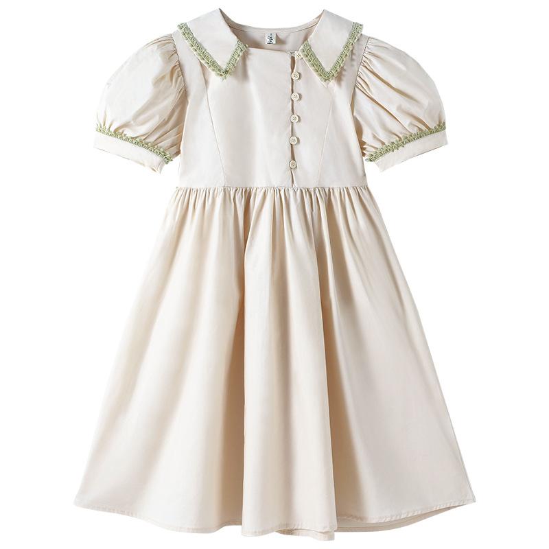 Girls Fashionable Cotton Dress for Summer, Children s Sweet Princess-style Dress 120cm абрикосовый