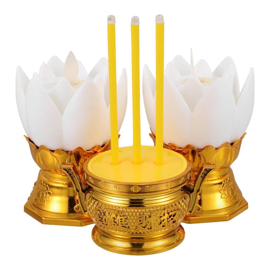 LANGING Electronic Incense Burner, 3-Stick Incense Stick Holder, LED, Lotus Flower Lamp Style, Gold