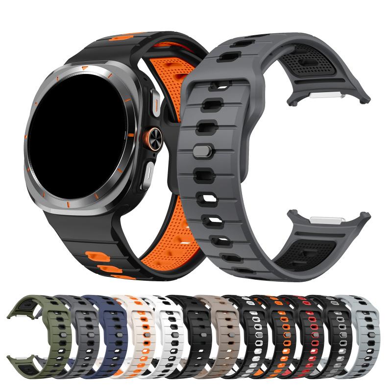 Silicone Strap with Horizontal Stripes for Galaxy Watch 7 Ultra sports strap breathable and comfortable Watch Band