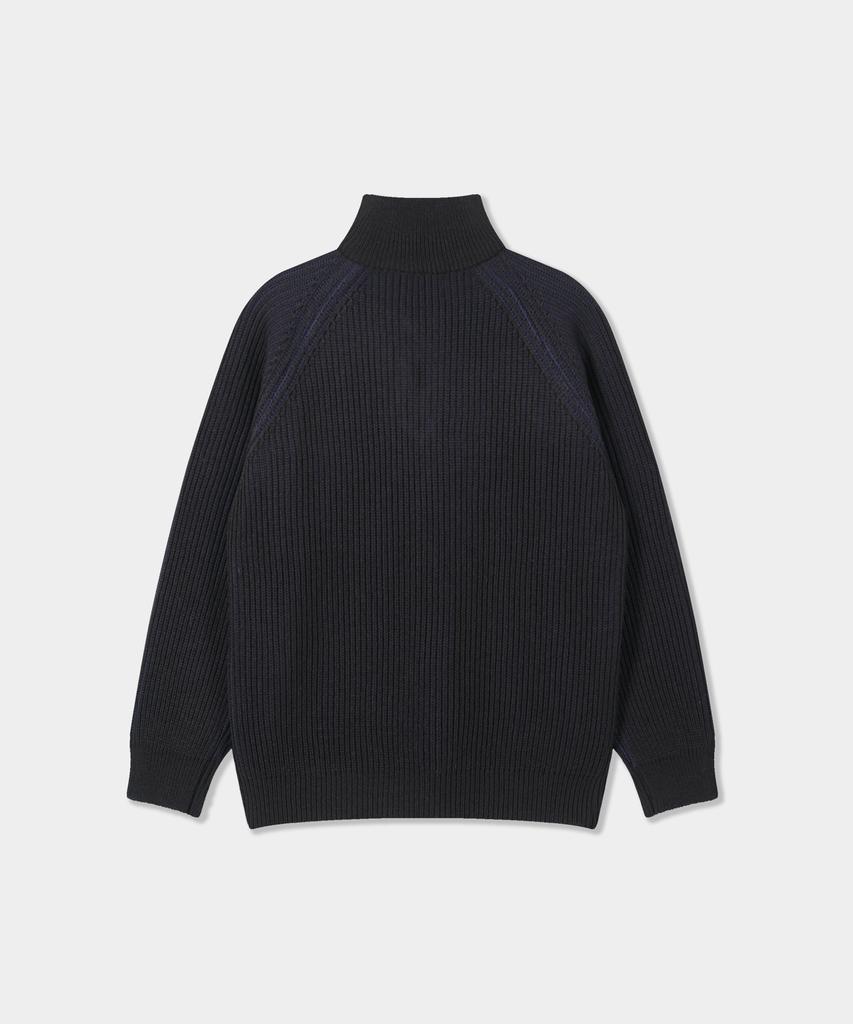BIRBANTE Multi-Blend Half Zip Knit - Black/Navy