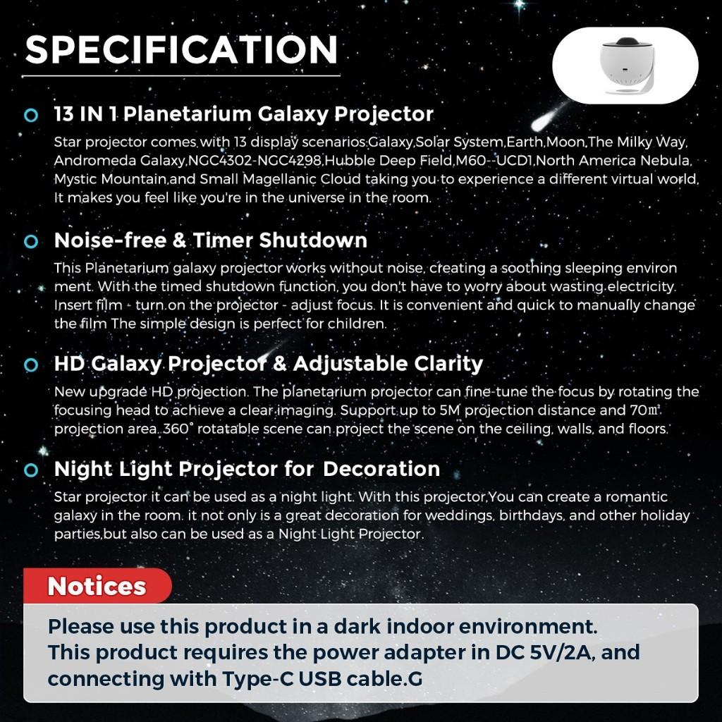 12 in 1 Bedroom Night Light Galaxy Star Sky Planetarium Projector Children's Aurora Projector LED Starry Sky Projection Lamp