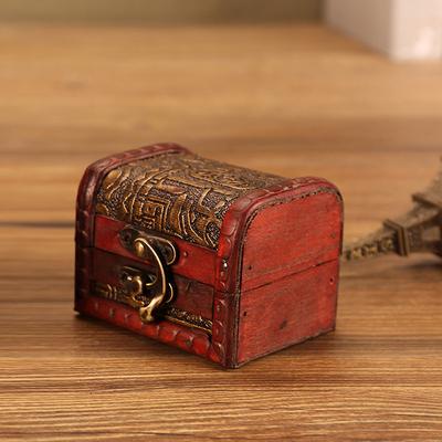 1Pc Antique Mini Wood Treasure Chest Storage Box Jewelry Organizer Box Gift Box