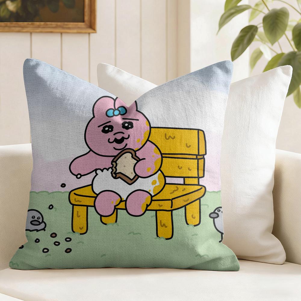 Kawaii OOpanchu Usagi Cushion Cover Eco Linen Pillow Case DoubleSided Print Breathable Durable Zipper Home Decor Gift