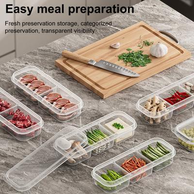 Yousheng 1/3/6 Stück Lebensmittel-Frucht-Aufbewahrungsbox Mehrere Fächer BPA-frei Transparentes Design Tragbarer Kühlschrank Gefrierschrank Organizer