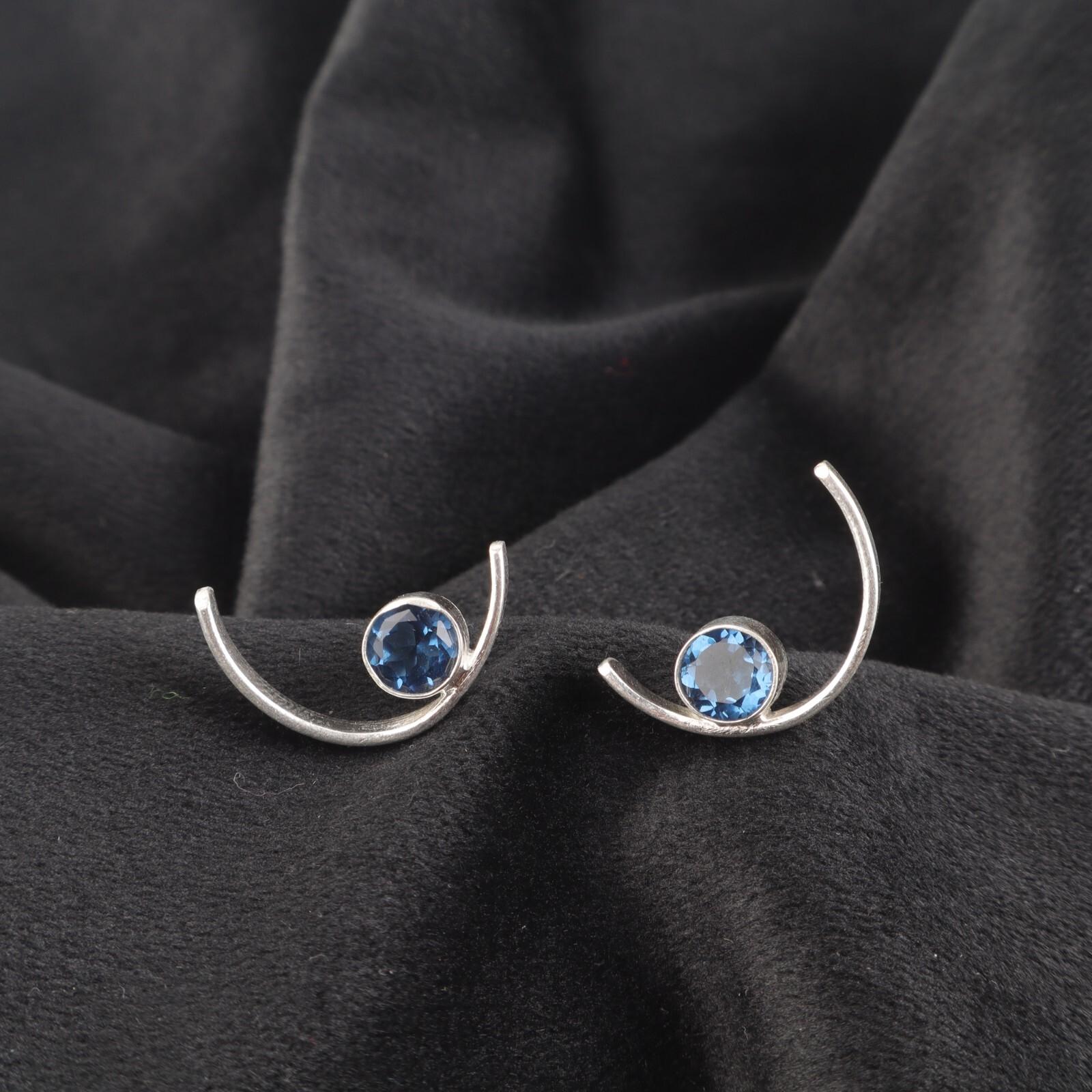 

Лондонский голубой топаз драгоценный камень 925 серебро этнические пусеты свадебный подарок серьги ювелирные изделия EE-145-7