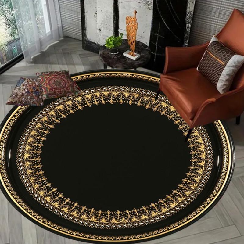 Vintage Black Gold Pearl Border Round