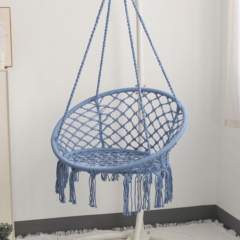 Nordic Style Cotton Rope Hanging Chair with Tassels - Indoor/Outdoor Swing Lounge