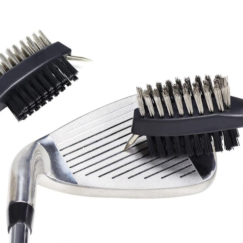 Golf Club Brush & Club Groove Cleaner Retractable Zip-line Carabiner, Lightweight, Ergonomic Design, Easily Attaches to