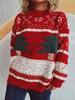 Christmas Sweater Women's Casual Round Neck Knitted Christmas Tree Cartoon Jacquard Holiday New Year Sweater 3517 KTB