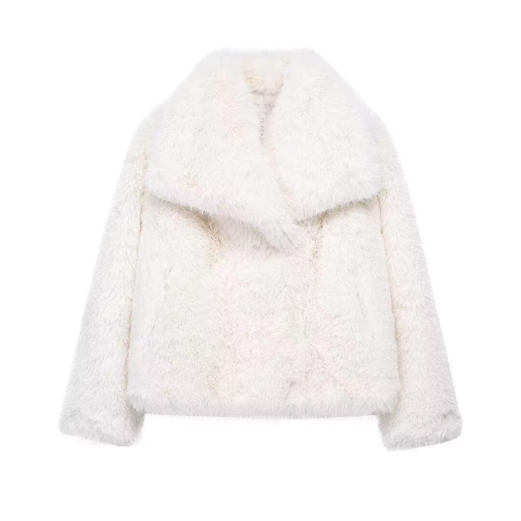 Women's Faux Fur Lapel Coat - Spring European & American Fashion, Loose Fit Hot Style