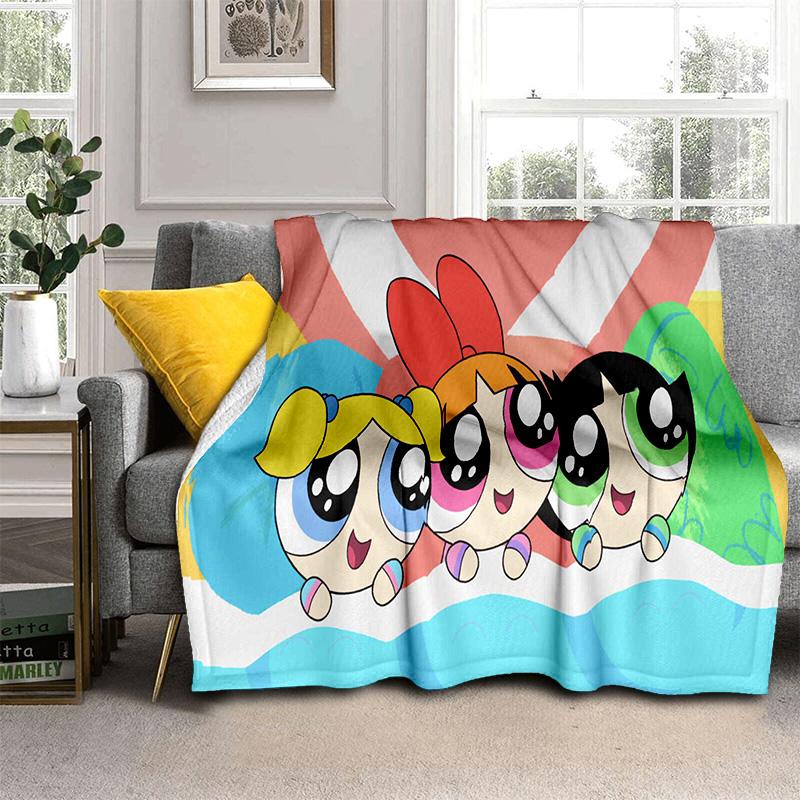 Cute P-Powerpuff Girl Cartoon Blanket,Soft Throw Blanket for Home Bedroom Bed Sofa Picnic Travel Office Rest Cover Blanket Kids