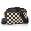 Women's Quilted Checkered Crossbody Bag - Vintage Color Block Shoulder Bag with Zipper Strap & Wallet Pocket, Mini Square Purse for Daily Essentials