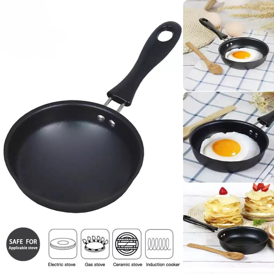 1Pc Flat Non-Stick Frying Pan Fried Egg for Household Steak Frying Pan with Less Oil Smoke Induction Cooker Small Iron Skillet with Hot Oil