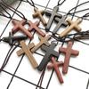 Yishu Family Solid Wood Necklace: Red & Green Sandalwood Cross Pendant In Ebony - Fashion Casual Ornament