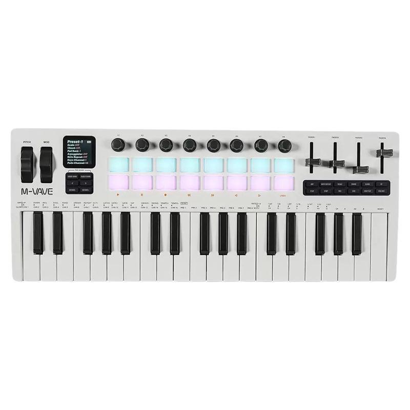 M-VAVE SMK-37 Pro 37-Key MIDI Keyboard Controller with Sound Source, Arrangement Pad, and Fader