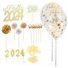 1Set Acrylic Paper New Year Cupcake Topper Set Festive Cake Decor for Party Dessert Display Photo Props Happy New Year 2026 Cake