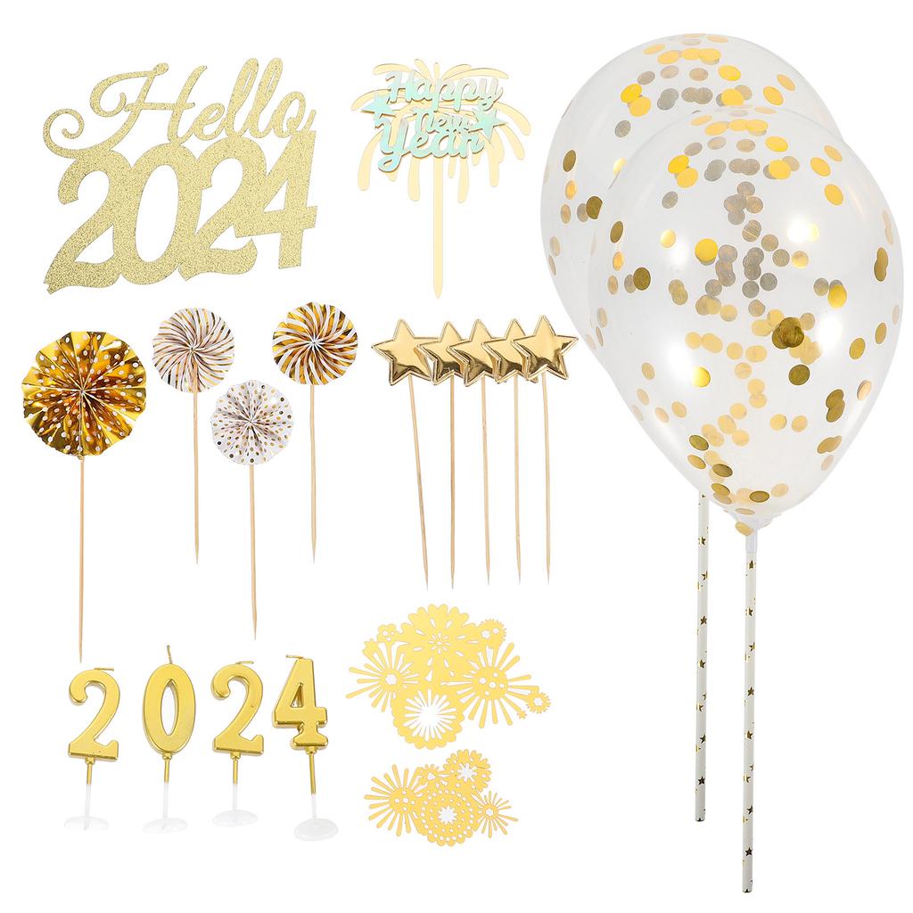 1Set Acrylic Paper New Year Cupcake Topper Set Festive Cake Decor for Party Dessert Display Photo Props Happy New Year 2026 Cake
