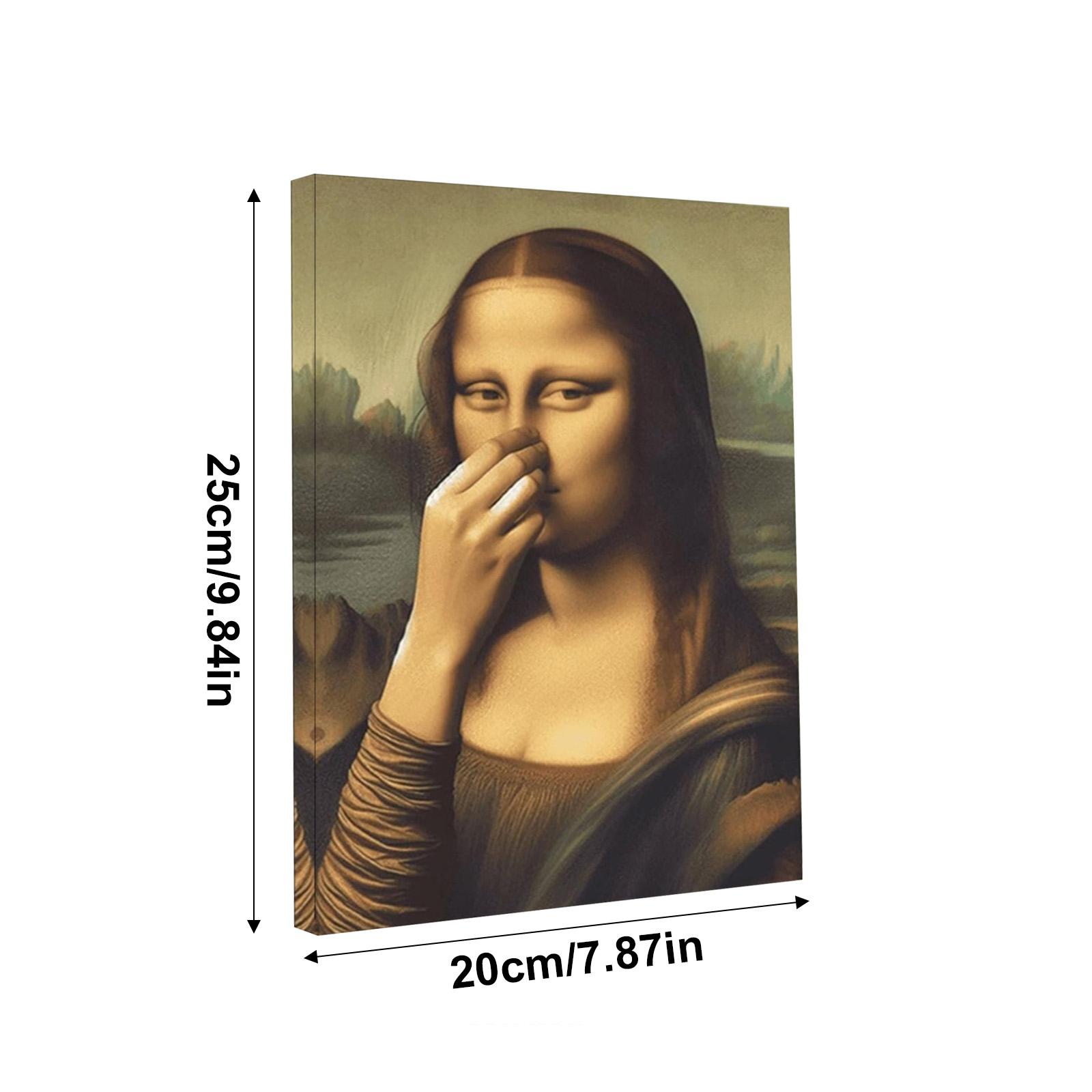 Piece Mimics Mona Lisa Bathroom Wall, Fun Mona Lisa Pinching Nose Poster Bathroom Wall Art Decoration, Humor Toilet Poster Print One Size