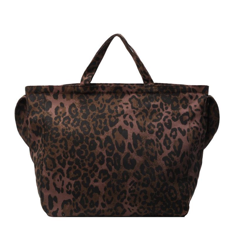 Niche leopard print canvas tote bag women's bag casual large capacity fashion handbag Korean version foreign style shoulder messenger bag