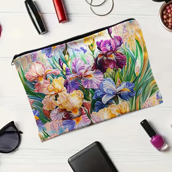 Yousheng Cosmetic Storage Bag, Thickened Canvas Pouch, with Smooth Zipper Large Capacity Stationery Organizer, Oil Painting Print Cosmetic Pouch