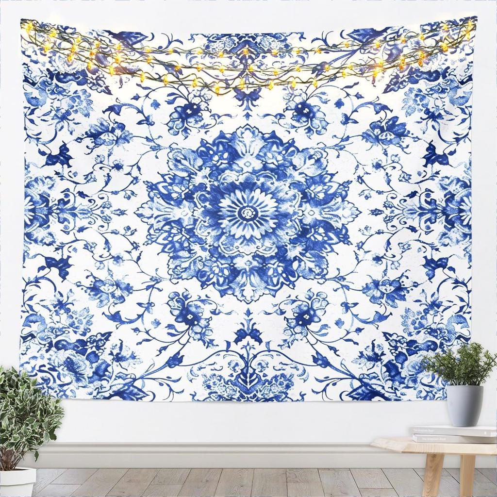Kids Black White Wall Hanging Blanket for Boys Girls Teens Antique Victorian Baroque Wall Art Breathable Gothic Vintage Floral