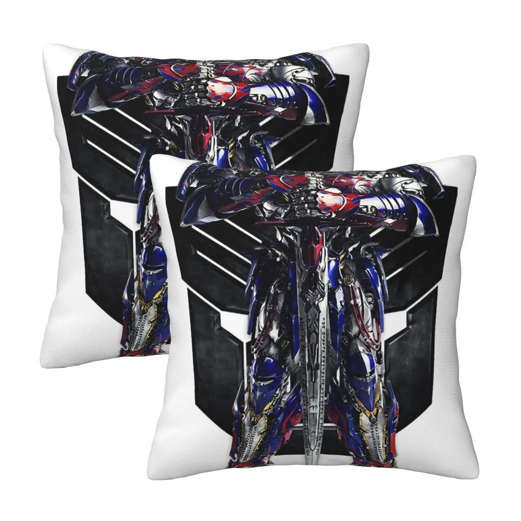 Transformers Autobots 2 Stück Quadratische Kissenhülle Kissenbezug Kissen Reißverschluss Dekorativ Komfort Deckenkissen für Zuhause Sofa