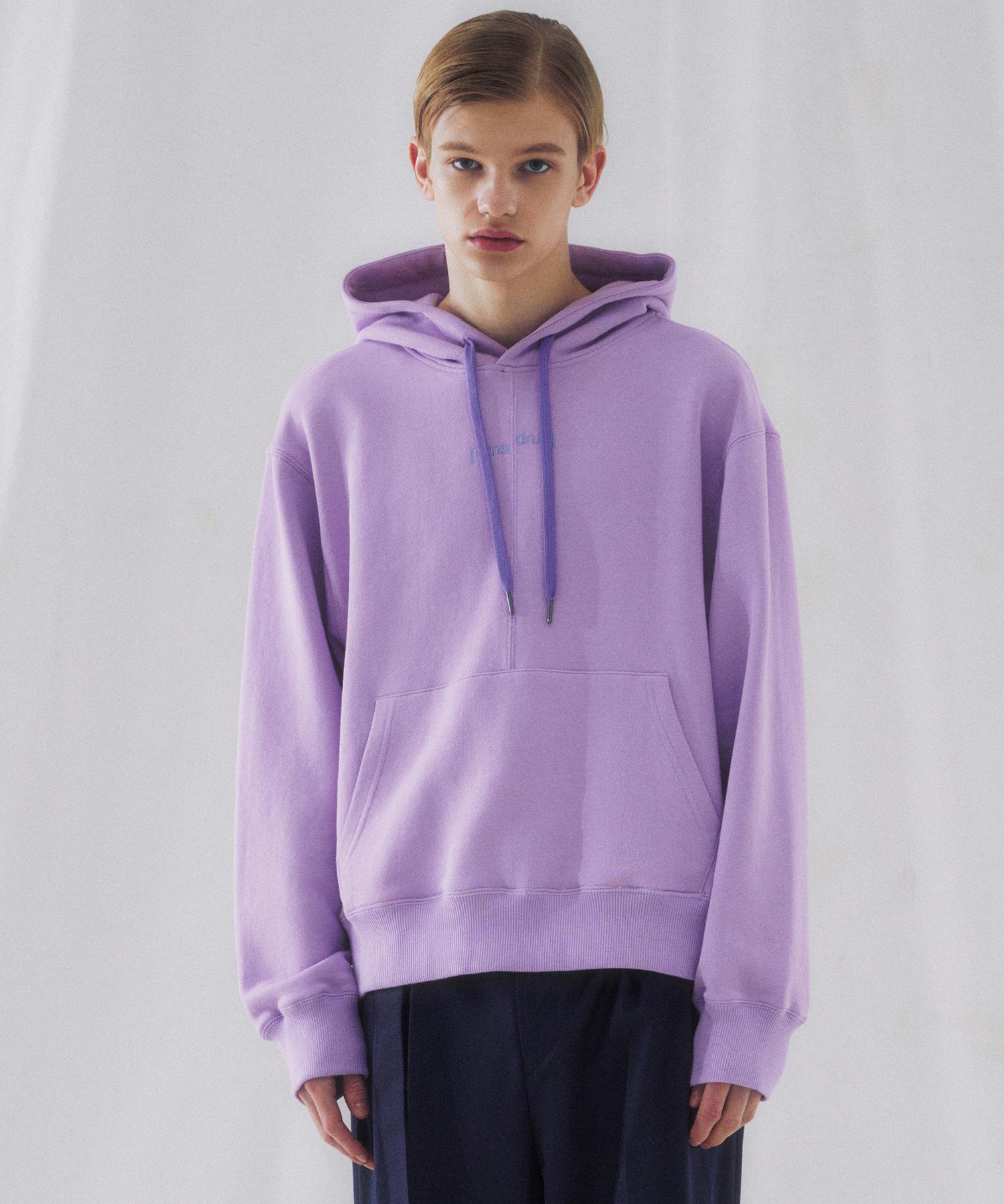 Pinned Look Embroidery Point Semi-Oversized Hoodie Top (Lavender) Lavender/M