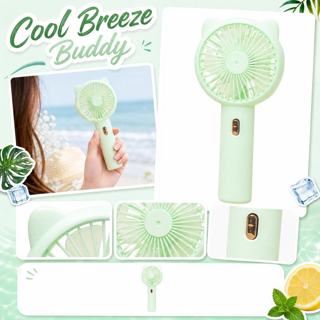 Portable Mini Handheld Fan with Cat Ear Design USB Rechargeable Battery Operated Small Fan Three Speed Settings for Outdoor Indoor Use